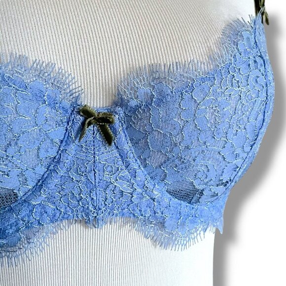 Victorias Secret 32C Bra Blue Lace Dream Angel Push Up Without Padding Underwire - Picture 4 of 9